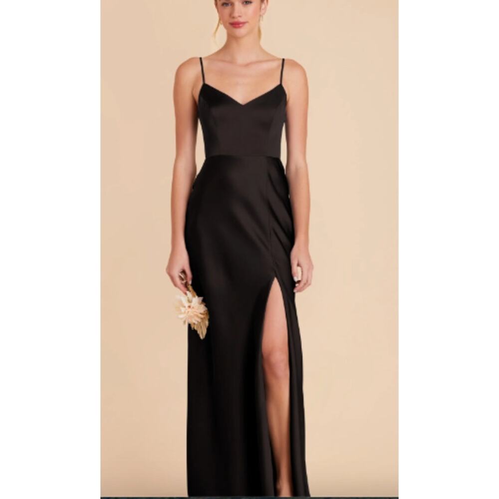 Birdy Grey Black Satin Spaghetti-Strap Jay Maxi Dress